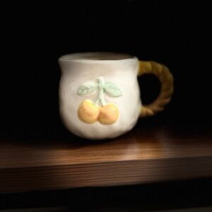 Yellow Cherry Design Ceramic Mug